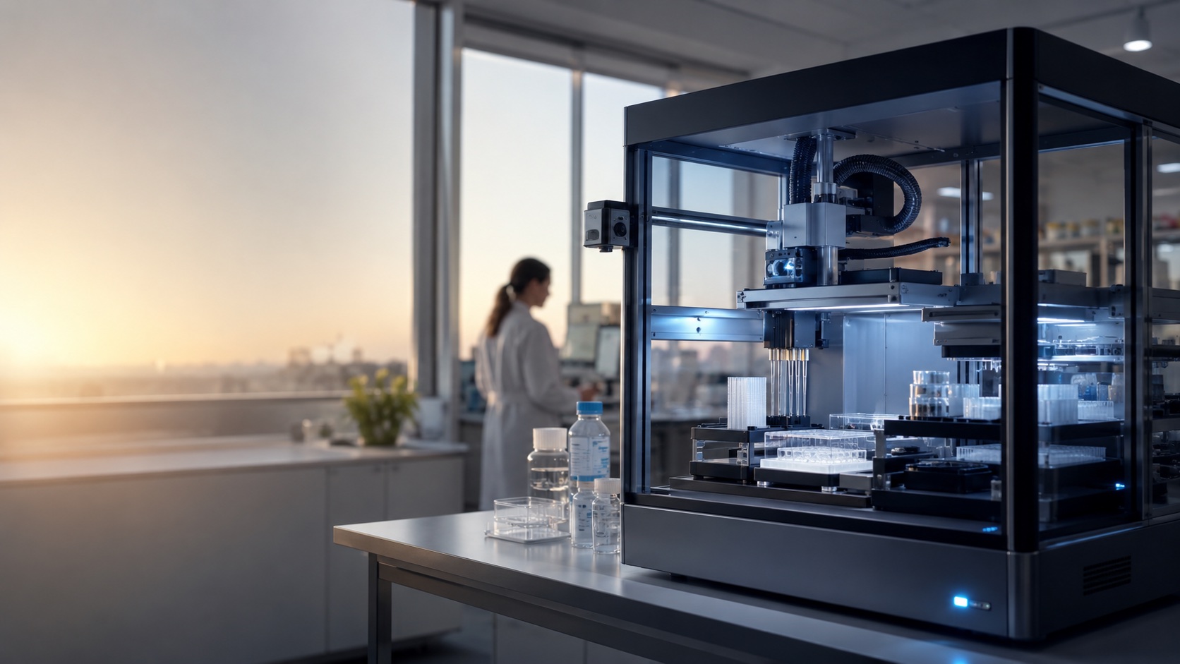 Automated cell culture workstation in a modern research lab
